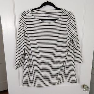 Horizontal Striped 3/4 Sleeve Blouse